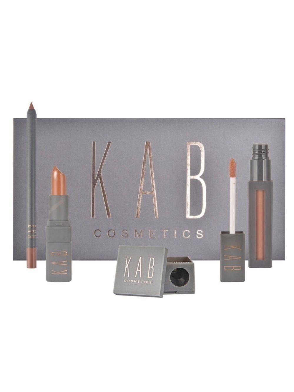 KAB Cosmetics SENDING NUDES Lip Kit | NEW | 4 Piece Set | Lipstick Liner Gloss